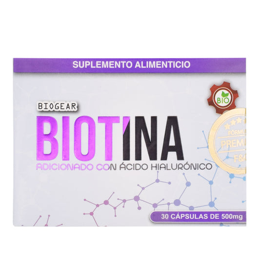 Biotina Con Acido Hialuronico 30 Cápsulas (BIOGEAR)