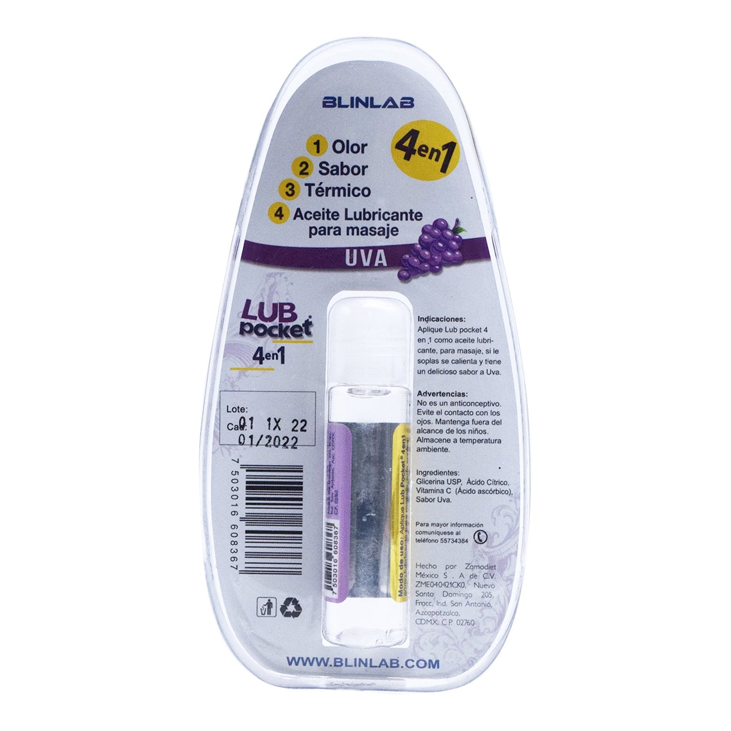 Lubricante 4 En 1 Sabor Uva 10 Mililitros (BLINLAB)