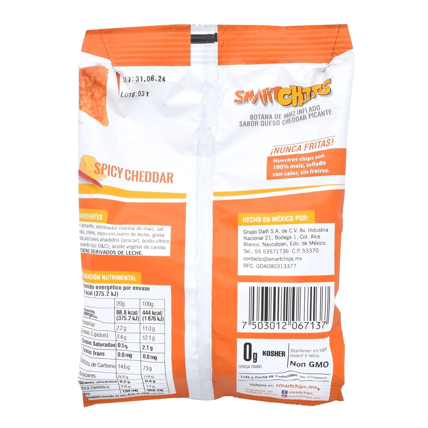 Maiz Inflado Queso Cheddar Picante 20 G (SMART CHIPS)