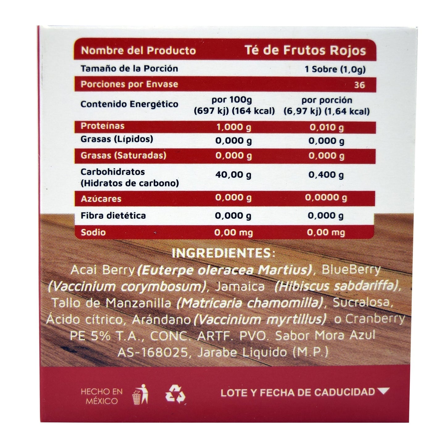 Te Frutos Rojos 36 Sobres (VIDANAT/INFUSIONES)