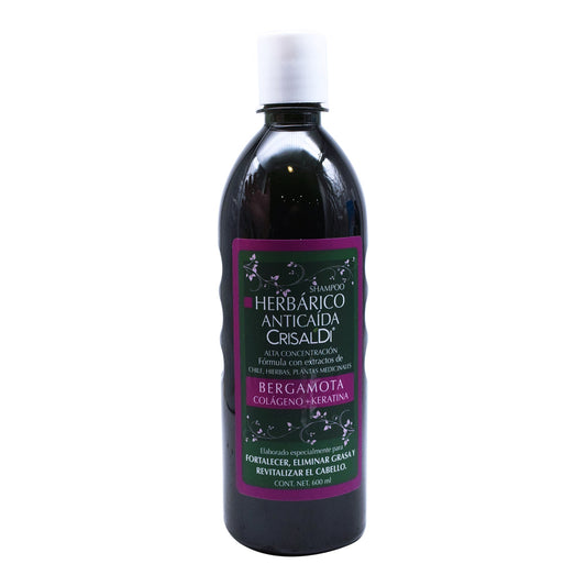 Shampoo Anticaida Con Bergamota Colageno Y Queratina 600 Mililitros (CRISALDI)