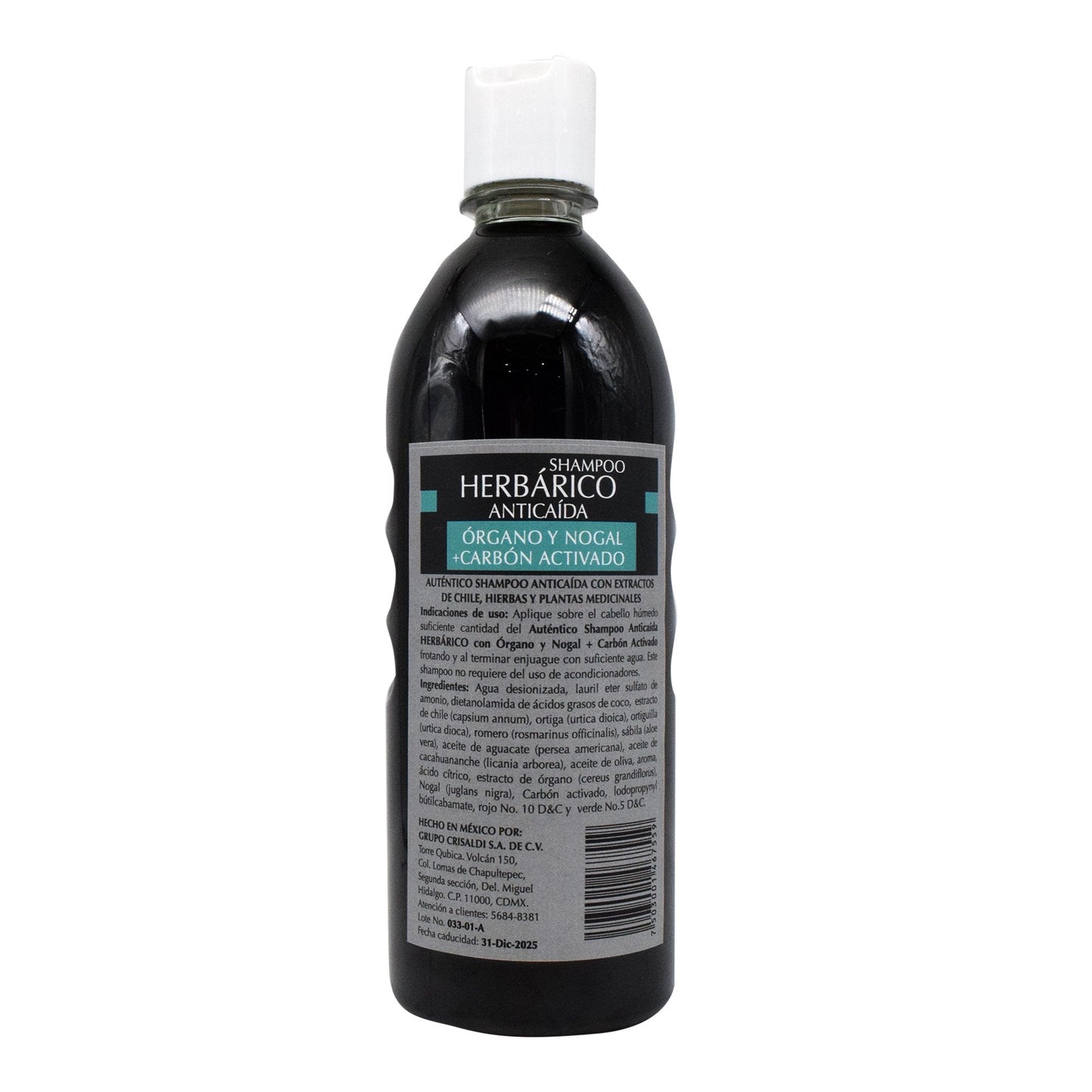Shampoo Anticaida Con Carbon Activado 600 Mililitros (CRISALDI)