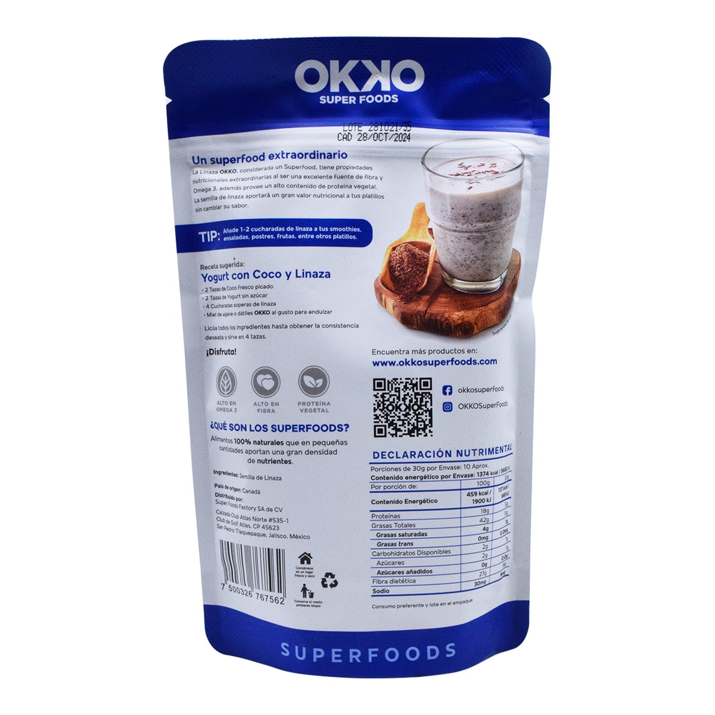 Semilla De Linaza Sin Gluten 300 G (OKKO)