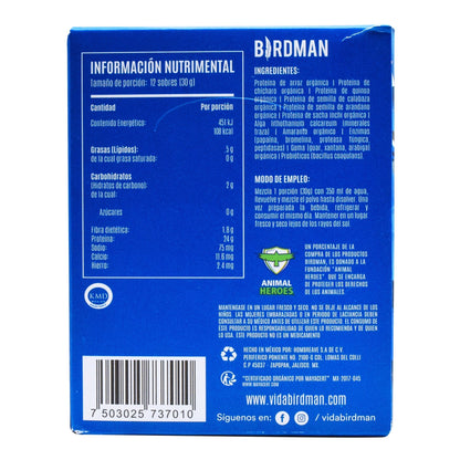 Proteina Vegetal Natural 30 G (Paquete 12) (BIRDMAN)