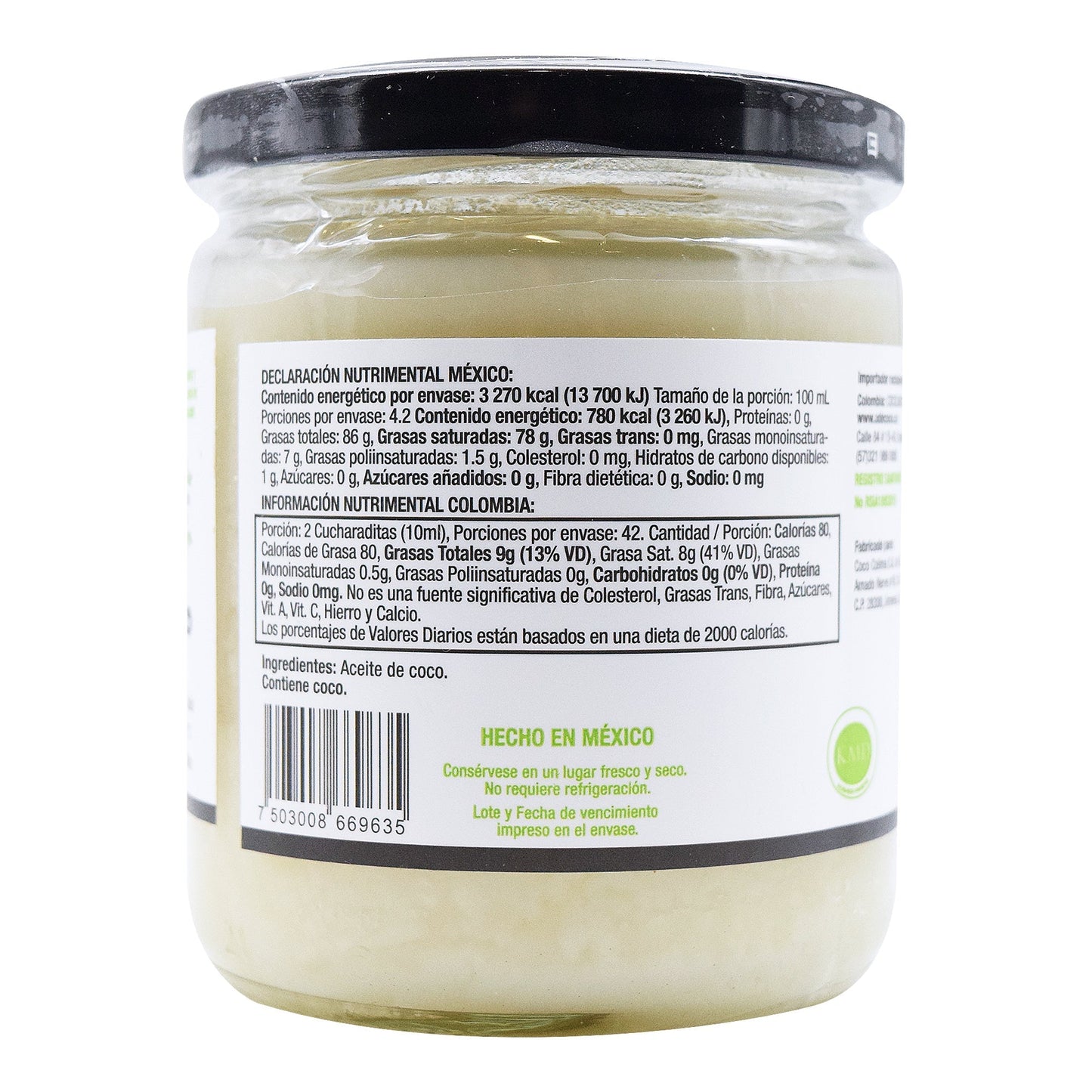 Aceite De Coco Sin Olor Y Sin Sabor 420 Mililitros (A DE COCO)