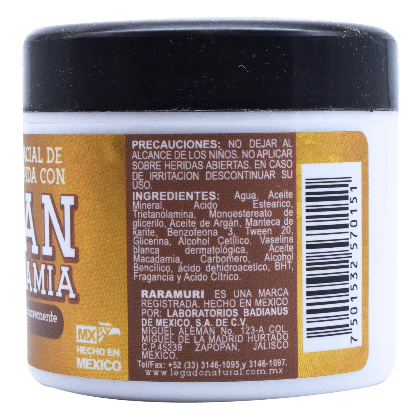 Crema De Argan Y Macadamia   120 G (RARAMURI)