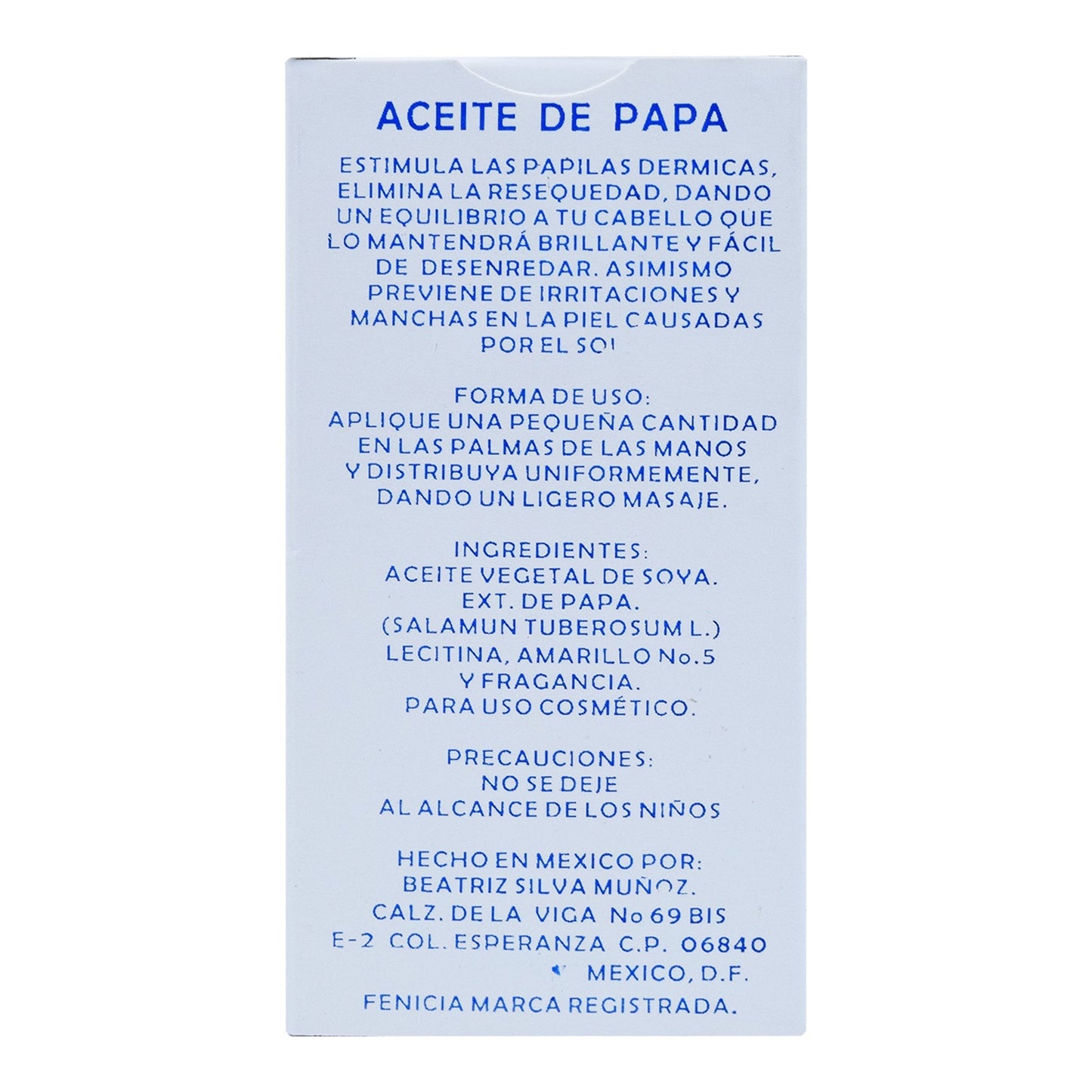 Aceite De Papa 60 Mililitros (FENICIA)