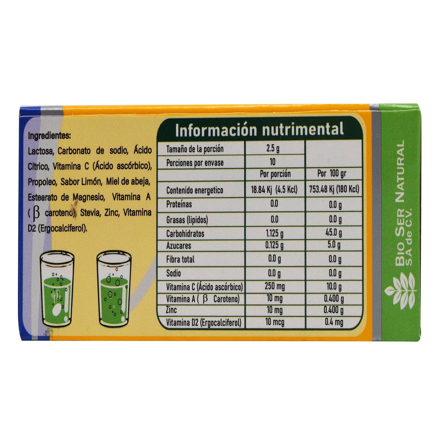 Vitamina C Efervescente Sab Limon 10 Tabletas (PROGYL30)
