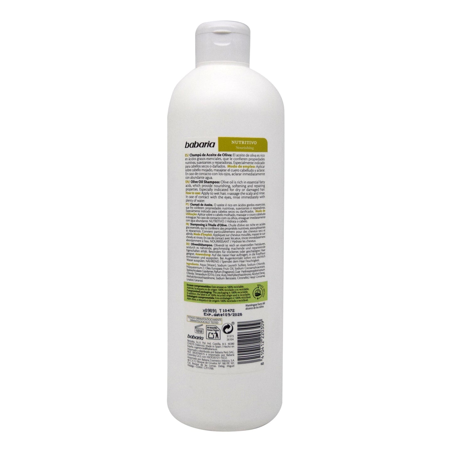 Shampoo De Aceite De Oliva 700 Mililitros (BABARIA)