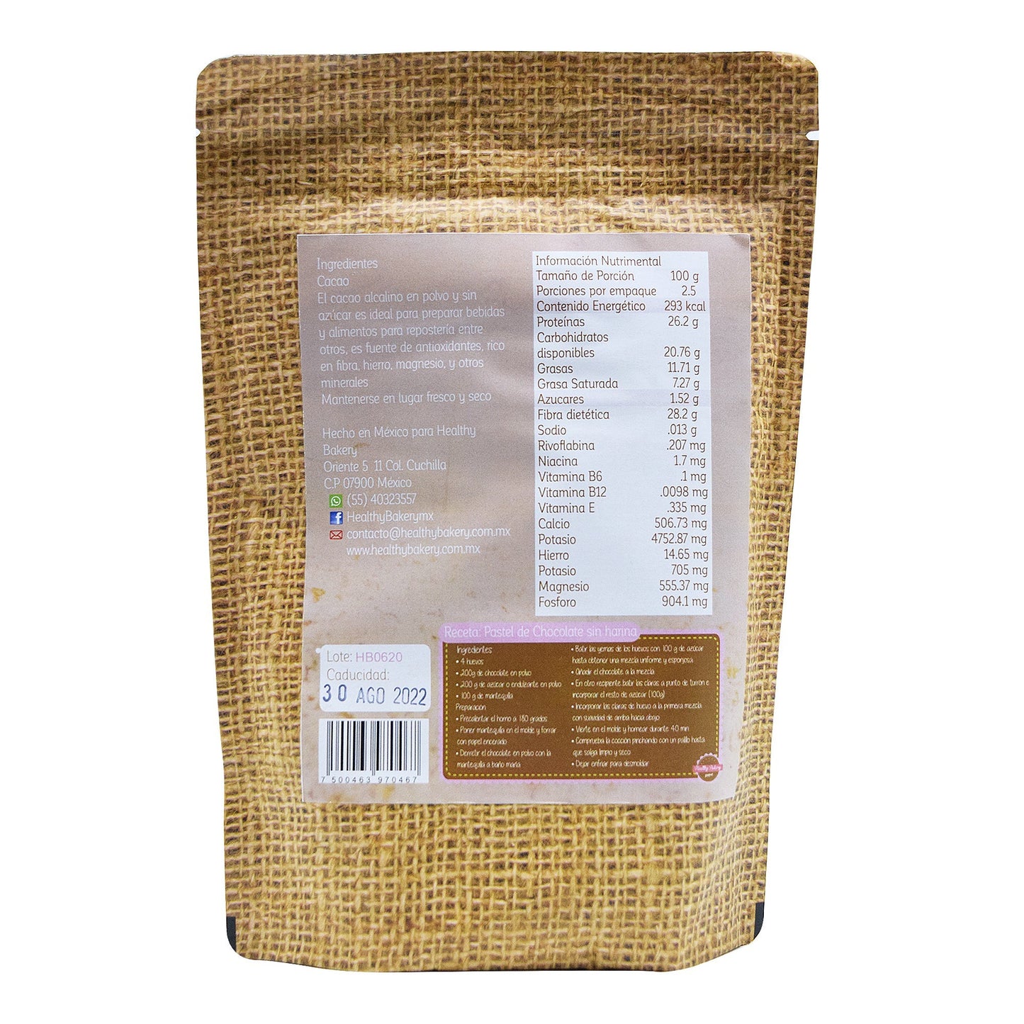 Cacao En Polvo Alcalino 250 G (HEALTHY BAKERY)