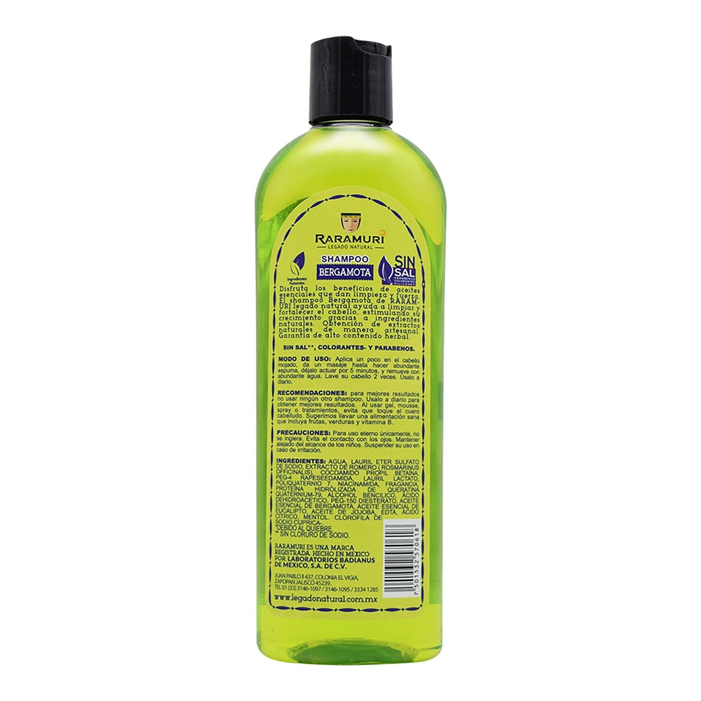 Shampoo Bergamota 400 Mililitros (RARAMURI)