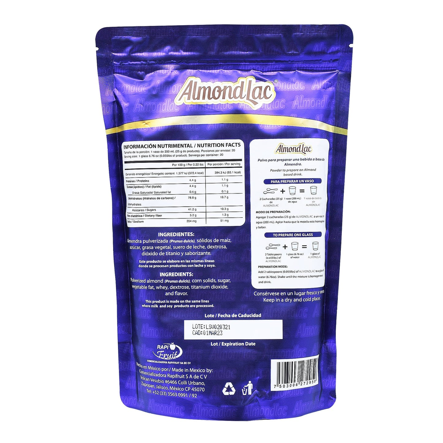 Bebida De Almendra 500 G (SOYALAC RAPIFRUIT)