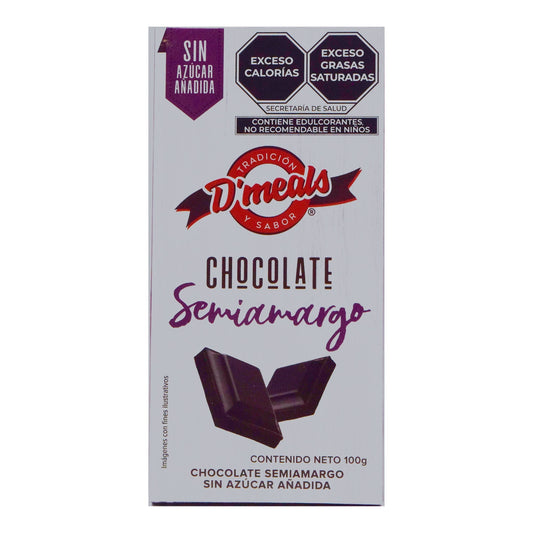 Chocolate Semi Amargo Sin Azucar 100 G (D MEALS)