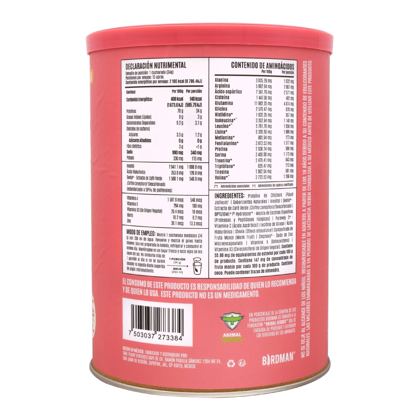 Proteina Vegetal Vainilla 510 G (BIRDMAN)