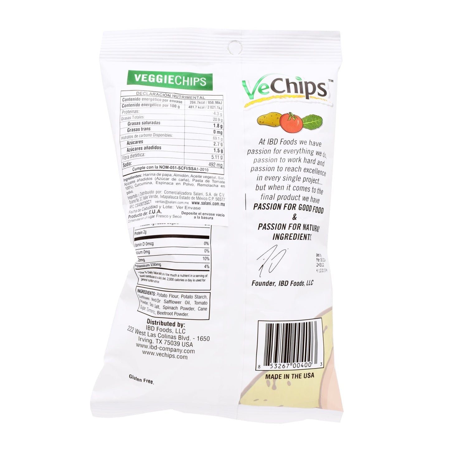 Chips Papas Espinaca Tomate 42.5 G (INES)