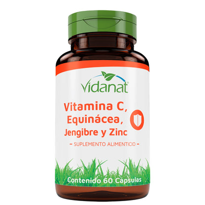 Vitamina C + Equinácea + Jengibre + Zinc 60 Cápsulas