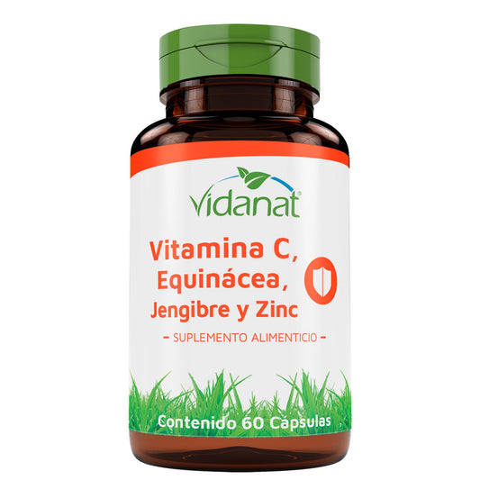 Vitamina C + Equinácea + Jengibre + Zinc 60 Cápsulas
