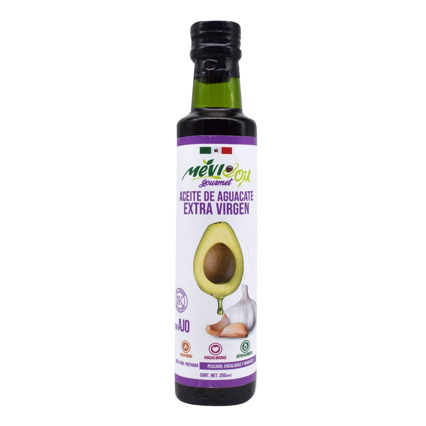Aceite De Aguacate Extra Virgen Con Ajo 250 Mililitros (MEVI OIL)