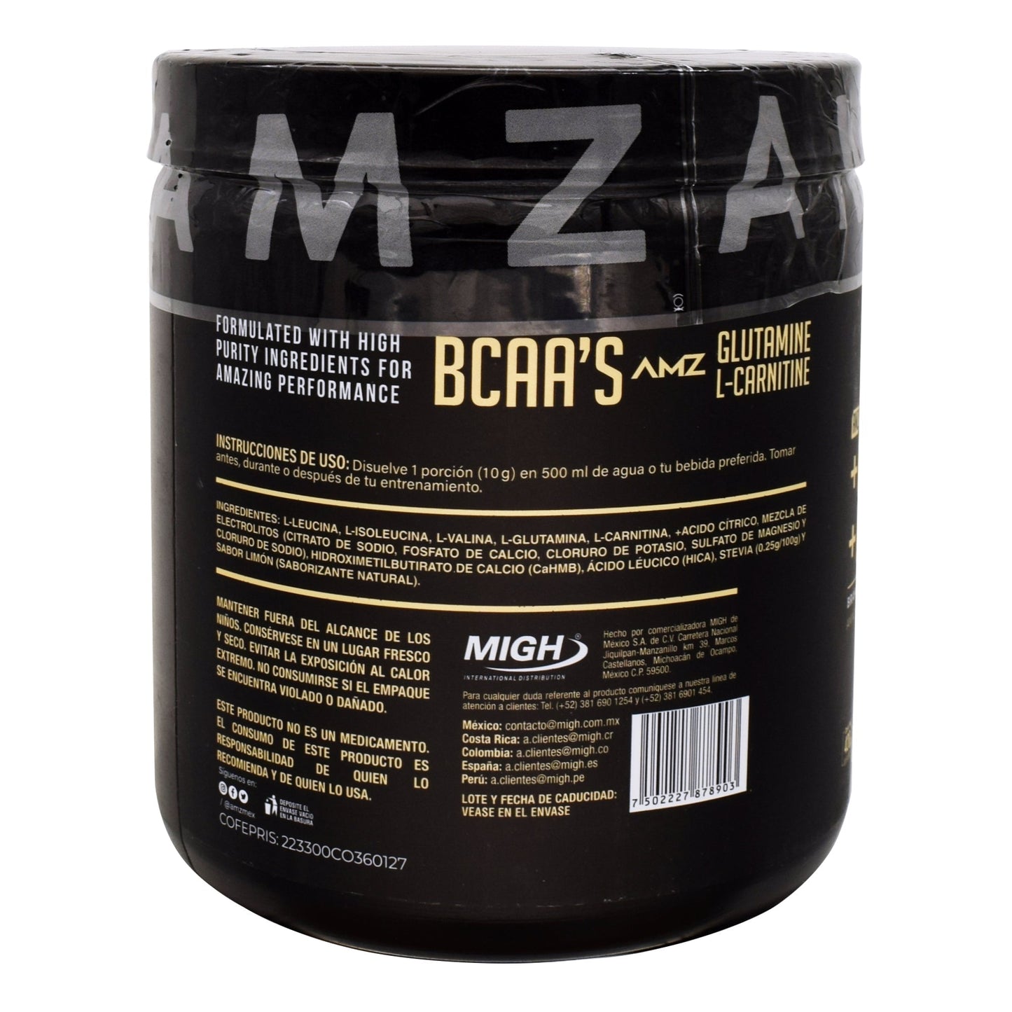 Bcaa Glutamina Carnitina Limon 500 G (AMAZING NUTRITION)