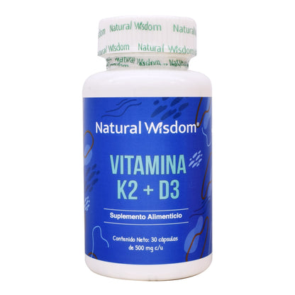 Vitamina K2 Con Vit D3 30 Cápsulas (NATURAL WISDOM)
