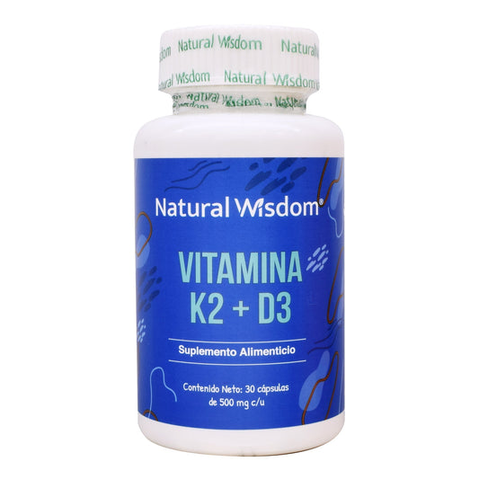 Vitamina K2 Con Vit D3 30 Cápsulas (NATURAL WISDOM)
