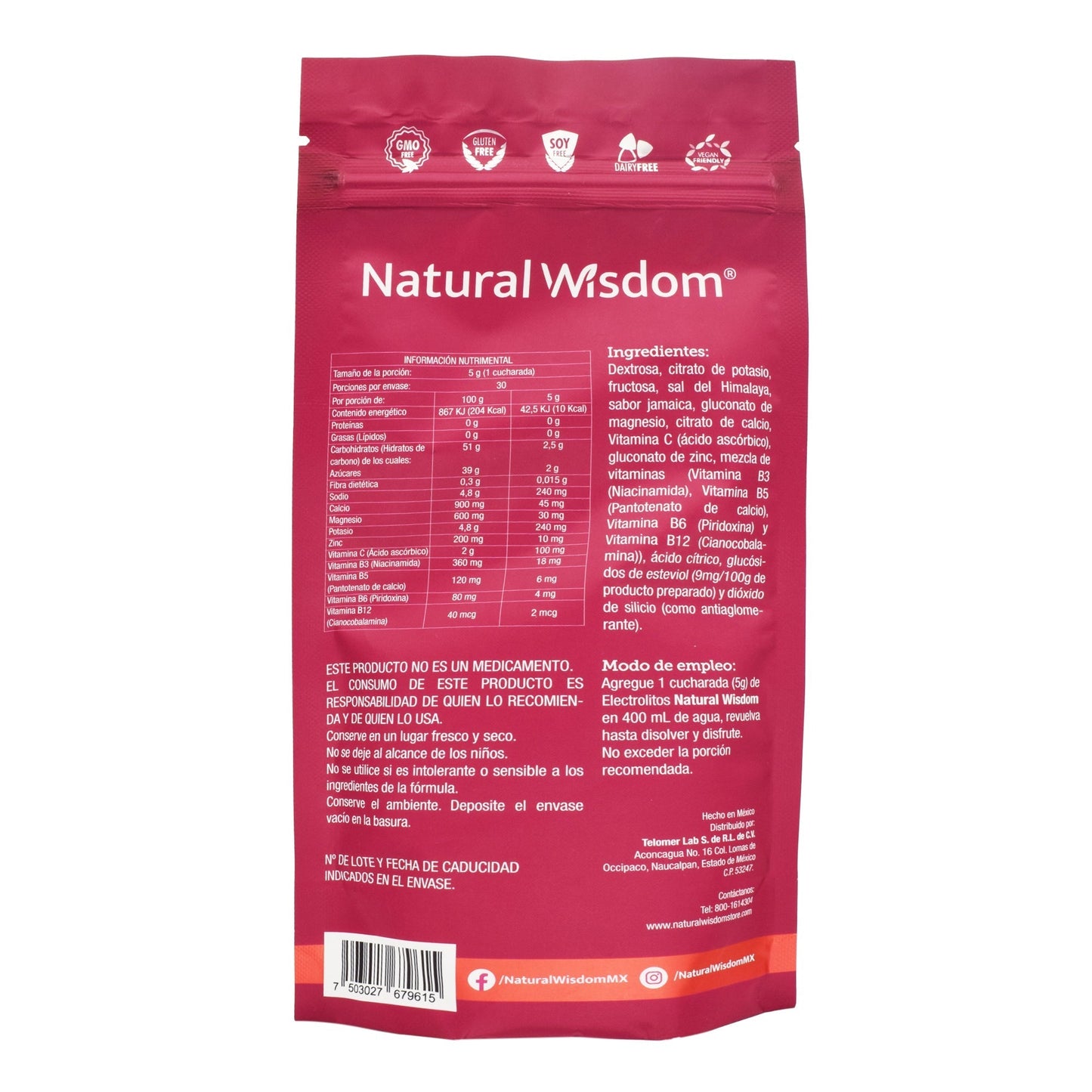 Electrolitos Jamaica 150 G (NATURAL WISDOM)
