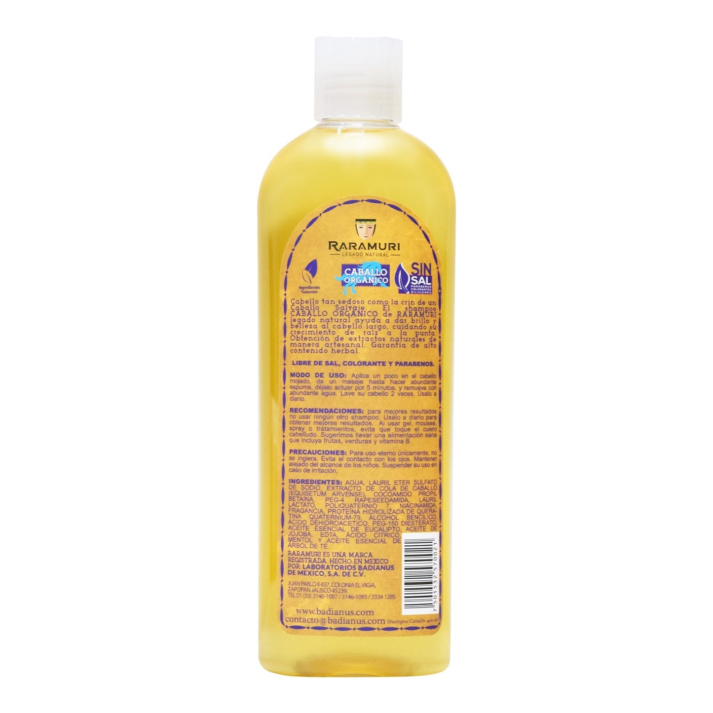 Shampoo Caballo Organico 400 Mililitros (RARAMURI)
