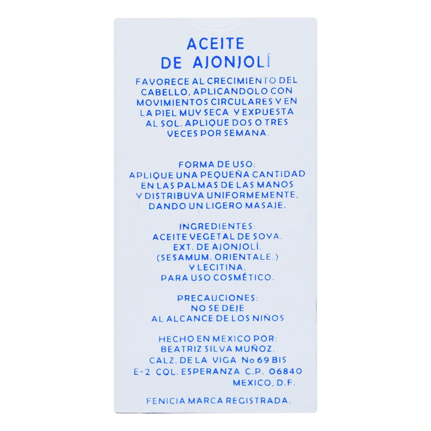 Aceite De Ajonjoli 60 Mililitros (FENICIA)