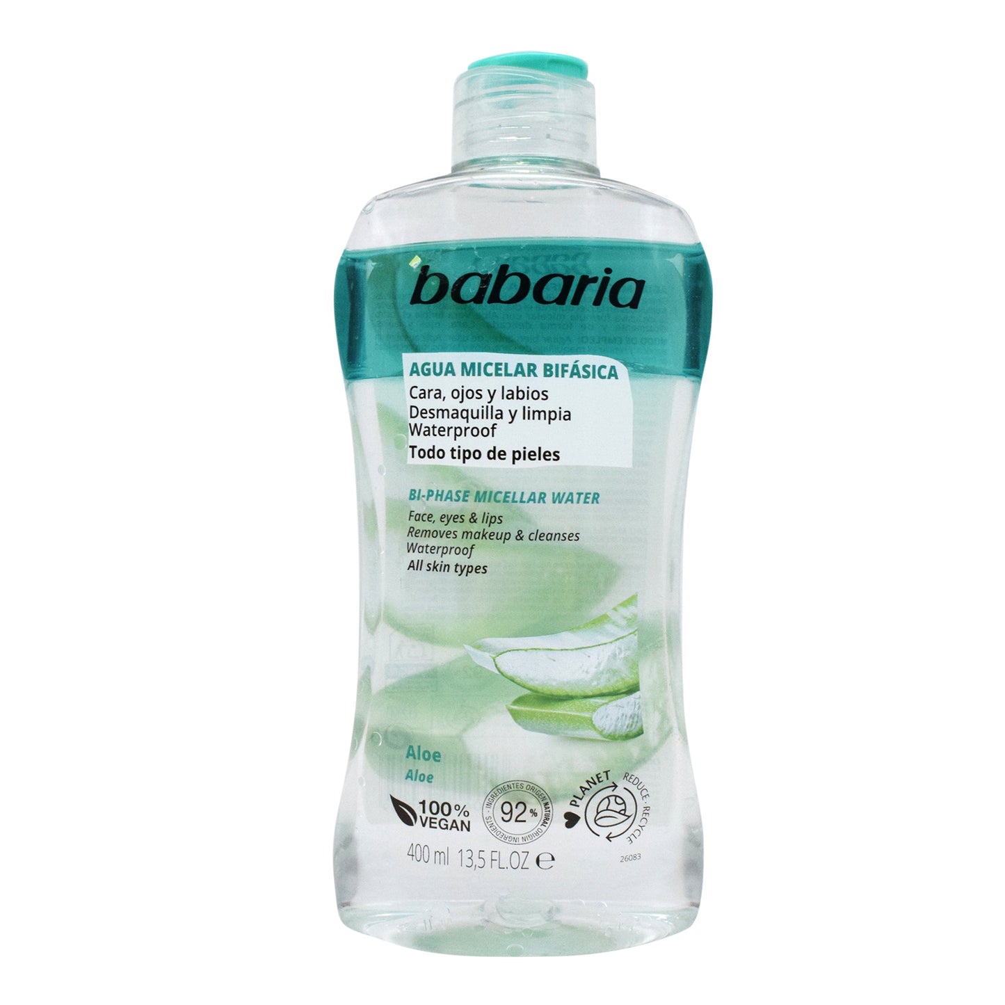 Agua Micelar Bifasica Aloe 400 Mililitros (BABARIA)