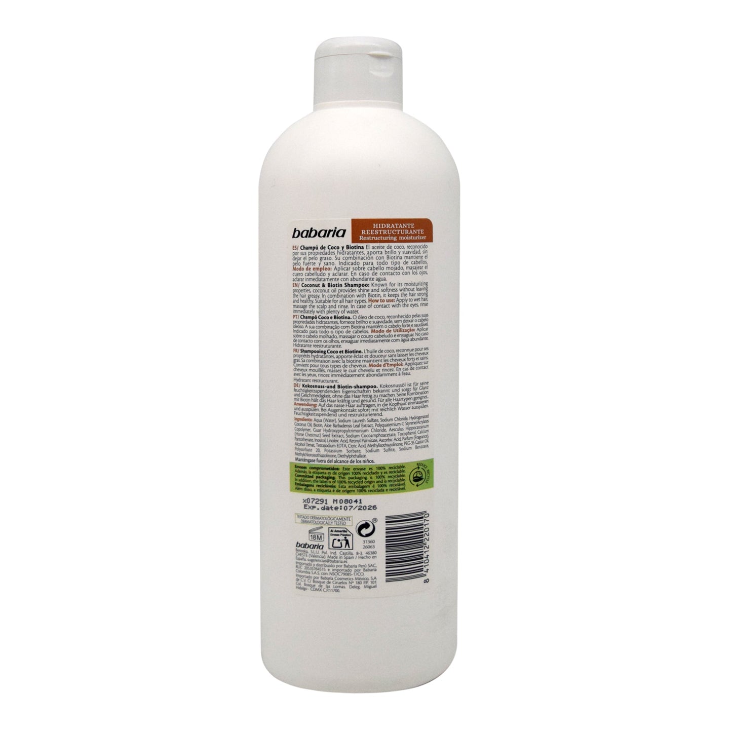 Shampoo Coco Y Biotina 700 Mililitros (BABARIA)