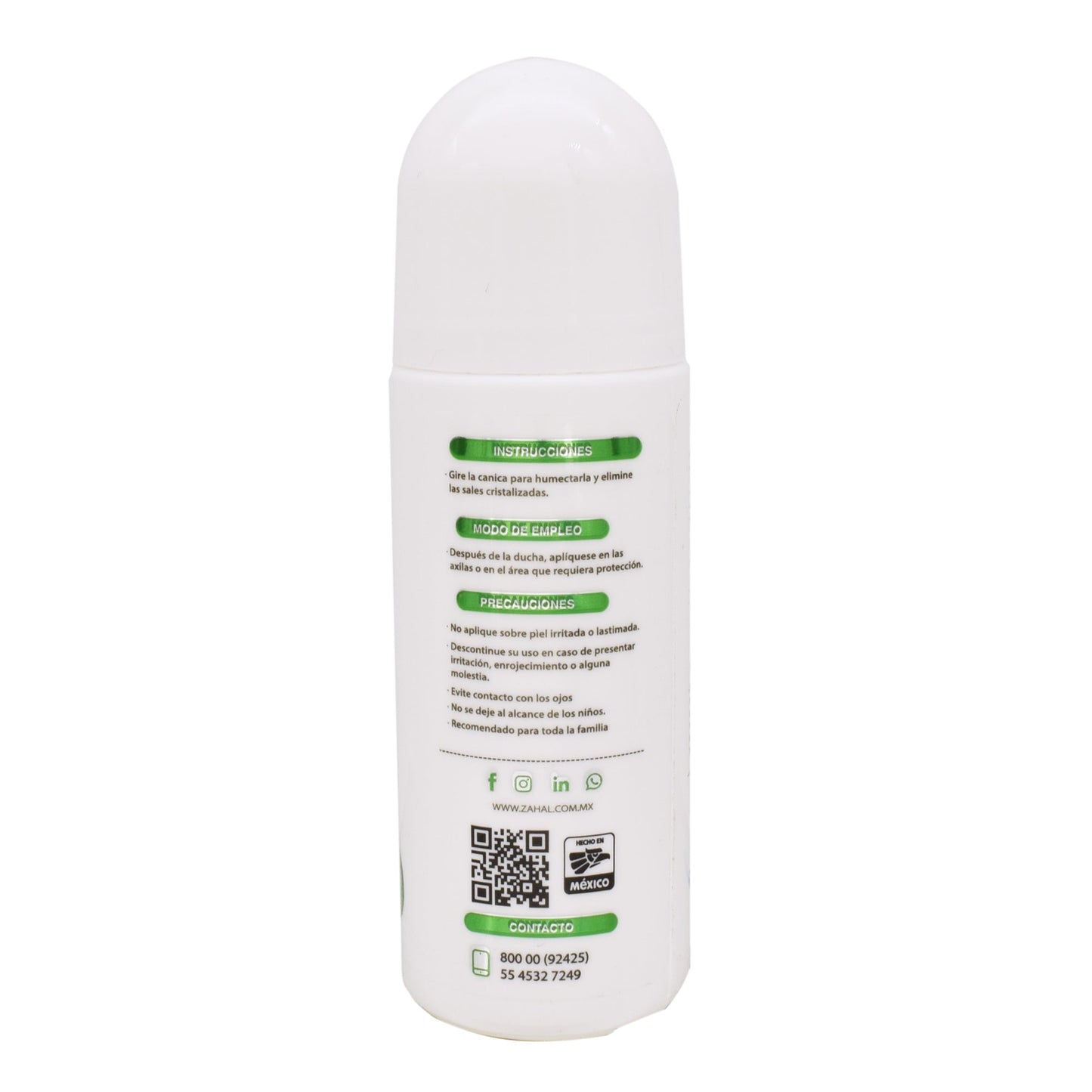 Desodorante Cristal Roll On Unisex 90Mililitros (ZAHAL)