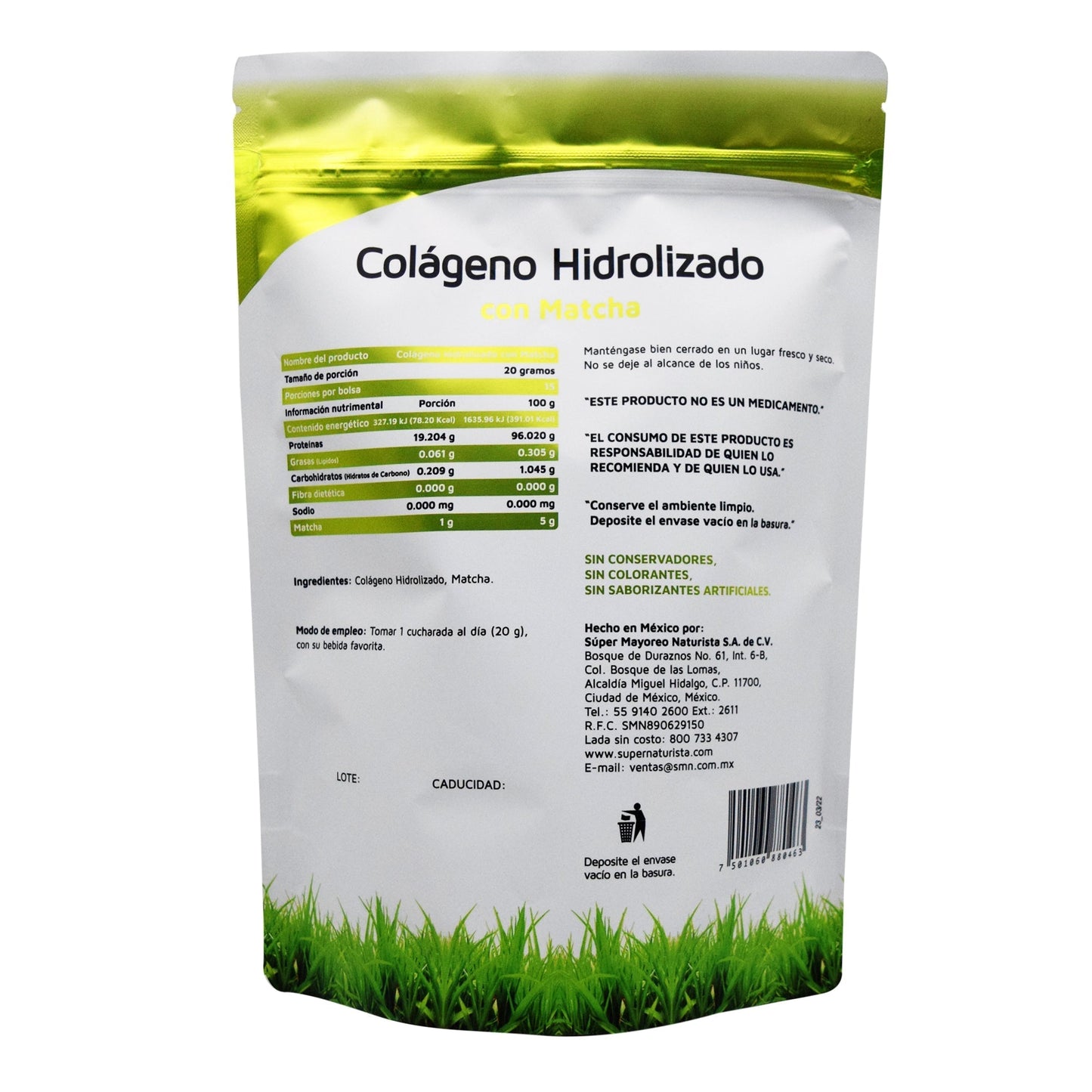 Colageno Hidrolizado Puro Con Matcha 300 G (VIDANAT/VITAMINAS)