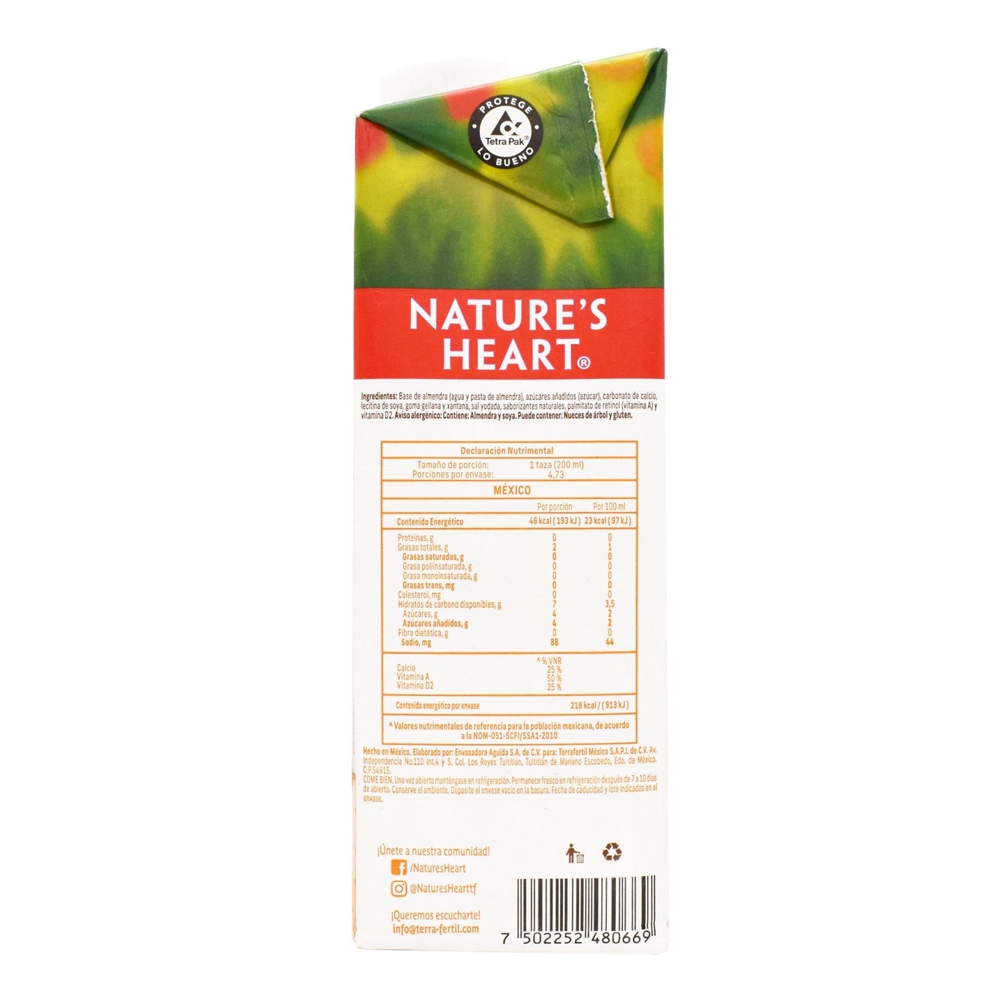 Bebida De Almendra 946 Mililitros (NATURES HEART)