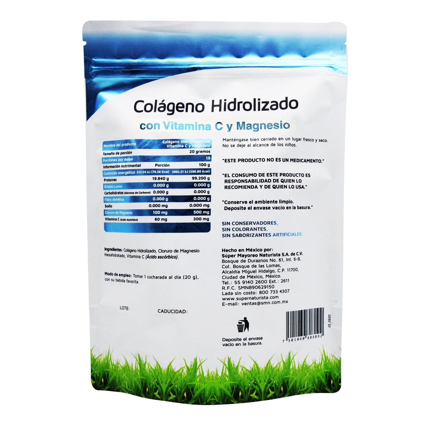Colágeno Hidrolizado con Vitamina C y Magnesio 300 g