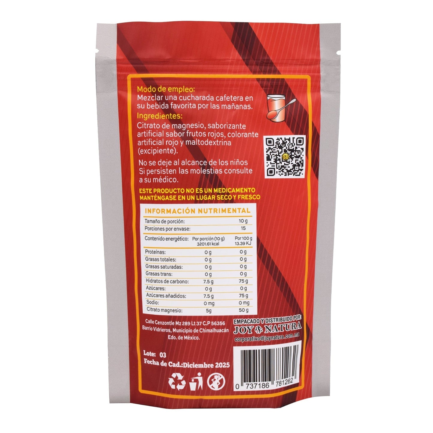 Citrato De Magnesio Sab Frutos Rojos 150 G (JOY NATURA)