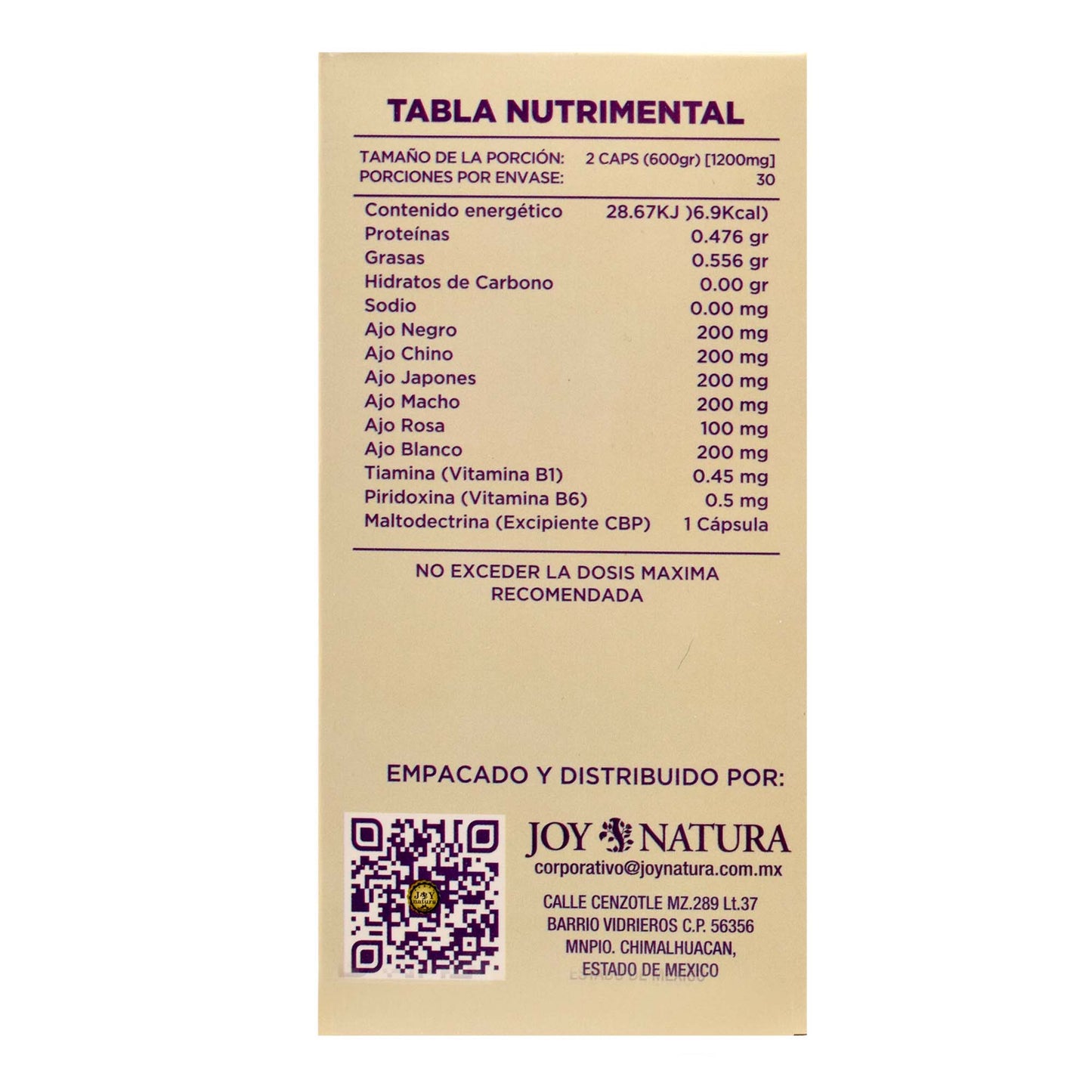 6 Ajos 60 Cápsulas (JOY NATURA)