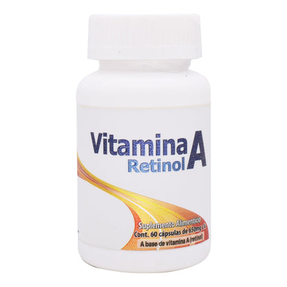 Vitamina A Retinol 650 Miligramos 60 Cápsulas (DOS MUNDOS)