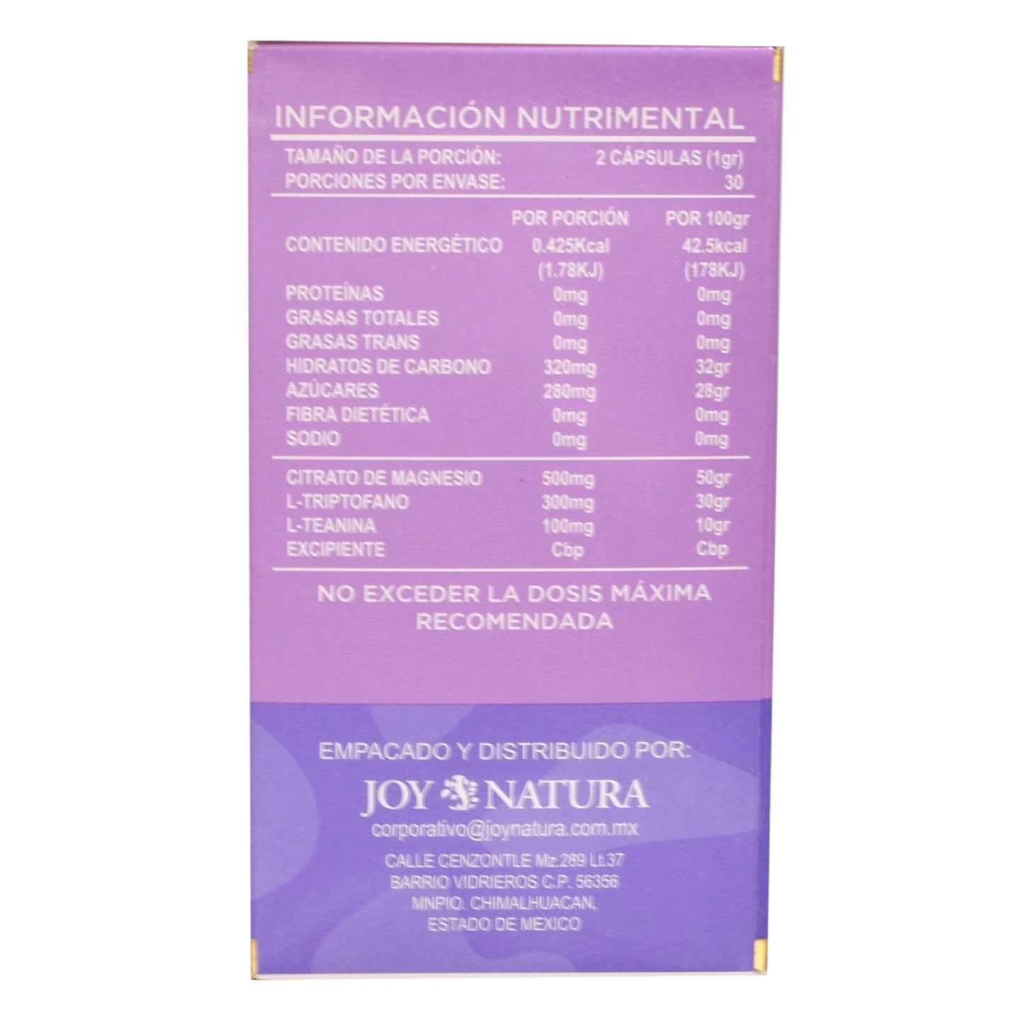 Citrato De Magnesio Melatonina Sn 60 Cápsulas (JOY NATURA)