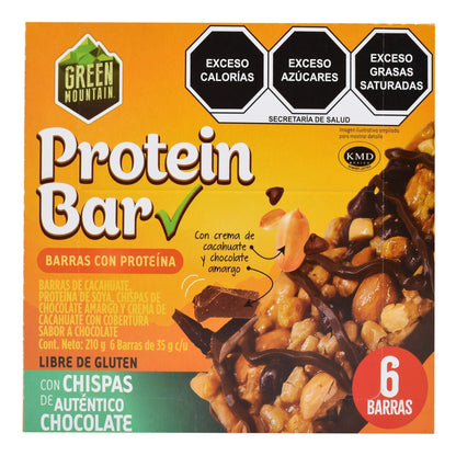 Barra De Cacahuate Con Proteina Y Chocolate 210 G (Paquete 6) (GREEN MOUNTAIN)