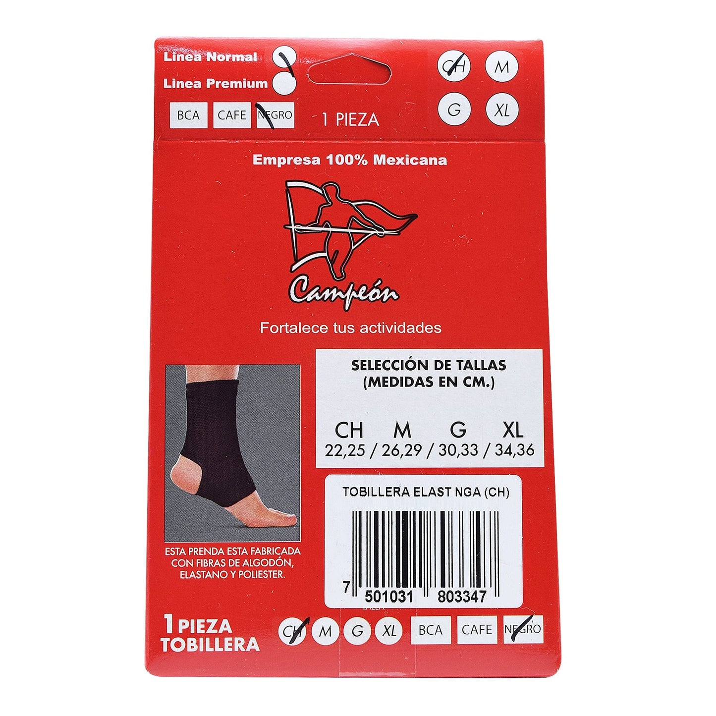 Tobillera Elastica Negra Ch (CAMPEON)