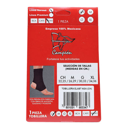 Tobillera Elastica Negra Ch (CAMPEON)