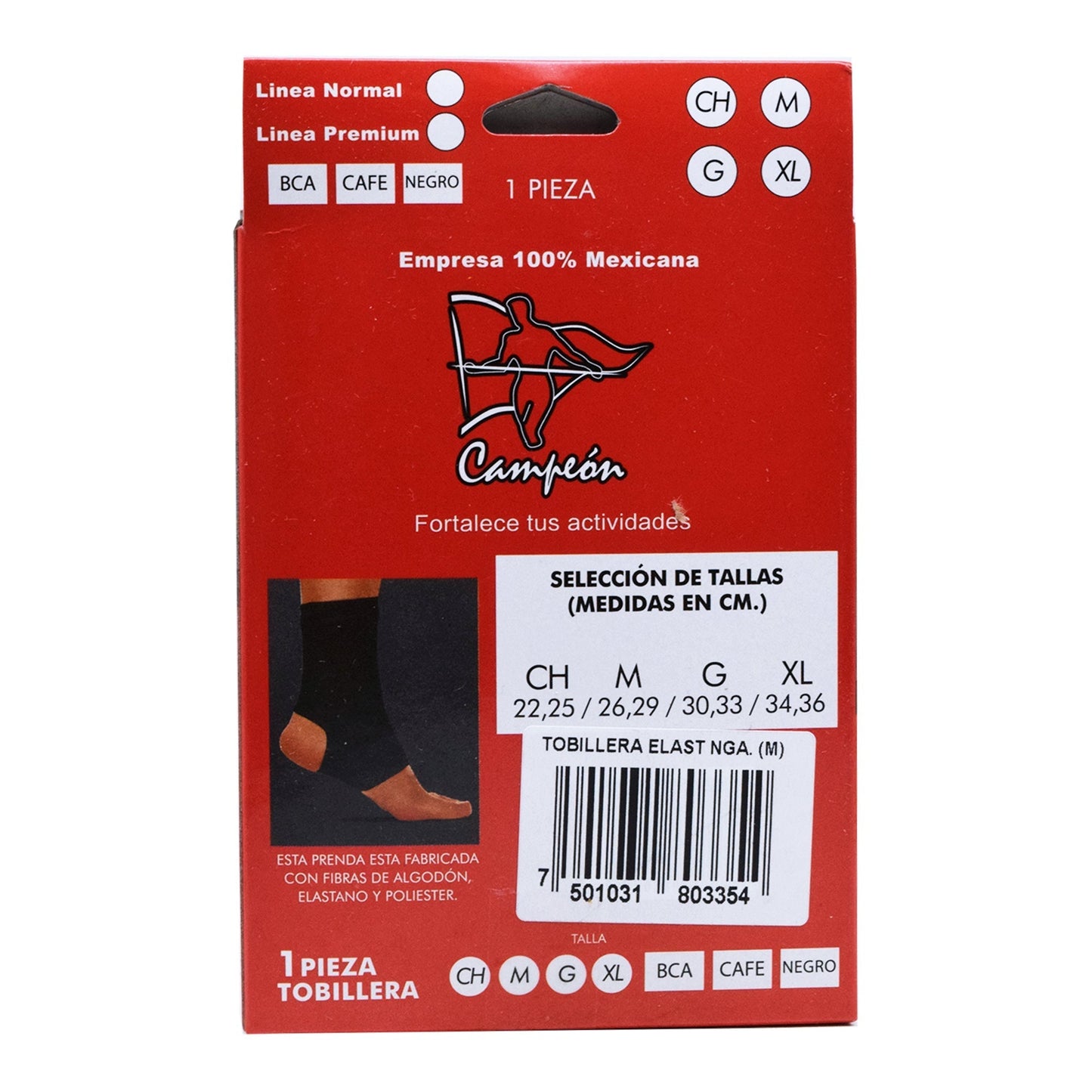 Tobillera Elastica Negra Med (CAMPEON)