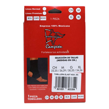 Tobillera Elastica Negra Med (CAMPEON)