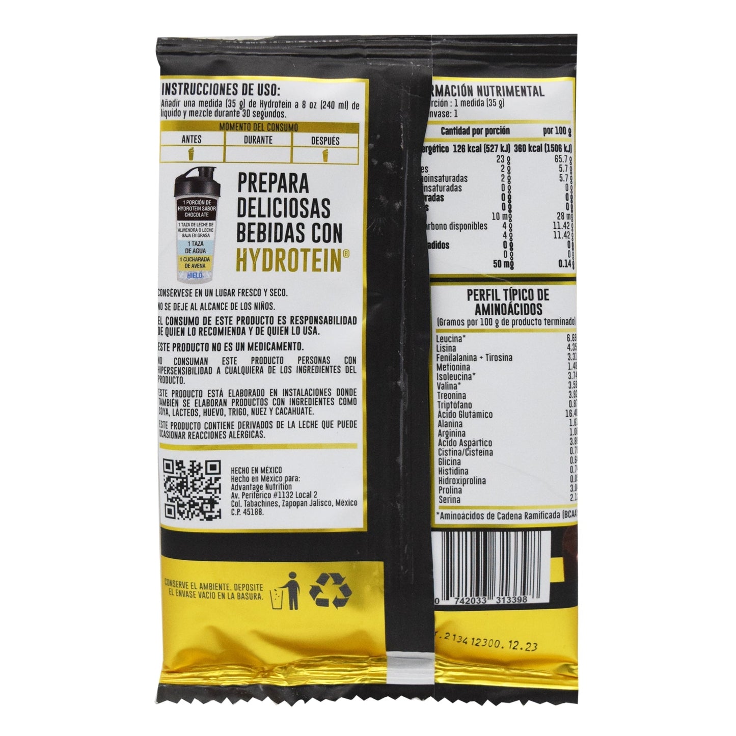 Sachet Hydrotein Chocolate 35 G (ADVANCE NUTRITION)