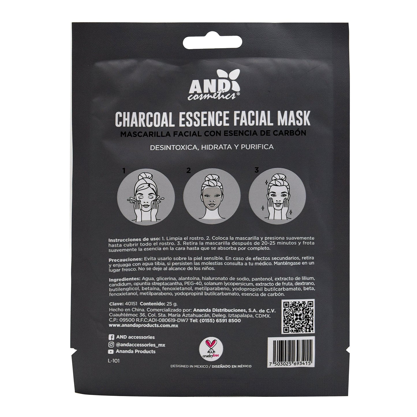 Mascarilla Facial De Carbon 25 G (Paquete 10) (AND)