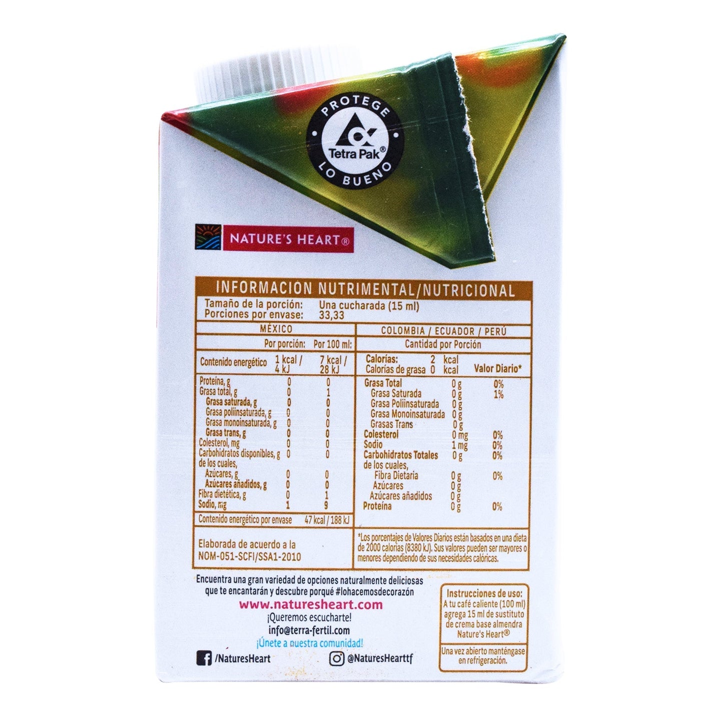 Crema Para Cafe Almendra 500 Mililitros (NATURES HEART)