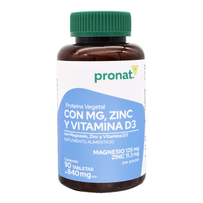 Magnesio Zinc Vitamina D3 90 Tabletas (PRONAT)