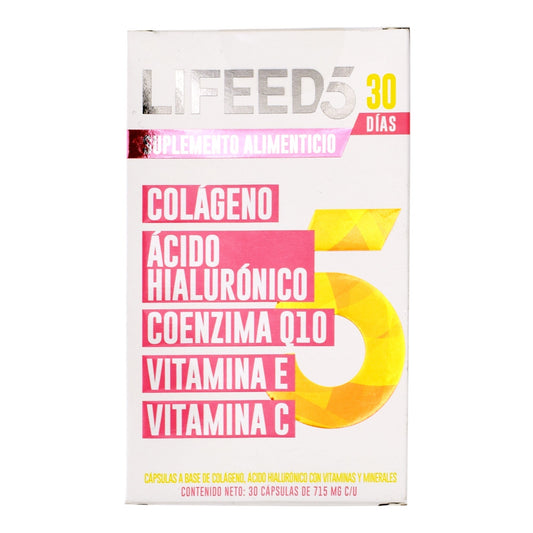 Colageno Acido Hialuronico Coenzima Q10 Vitamina E C 30 Cápsulas (LIFEED5)