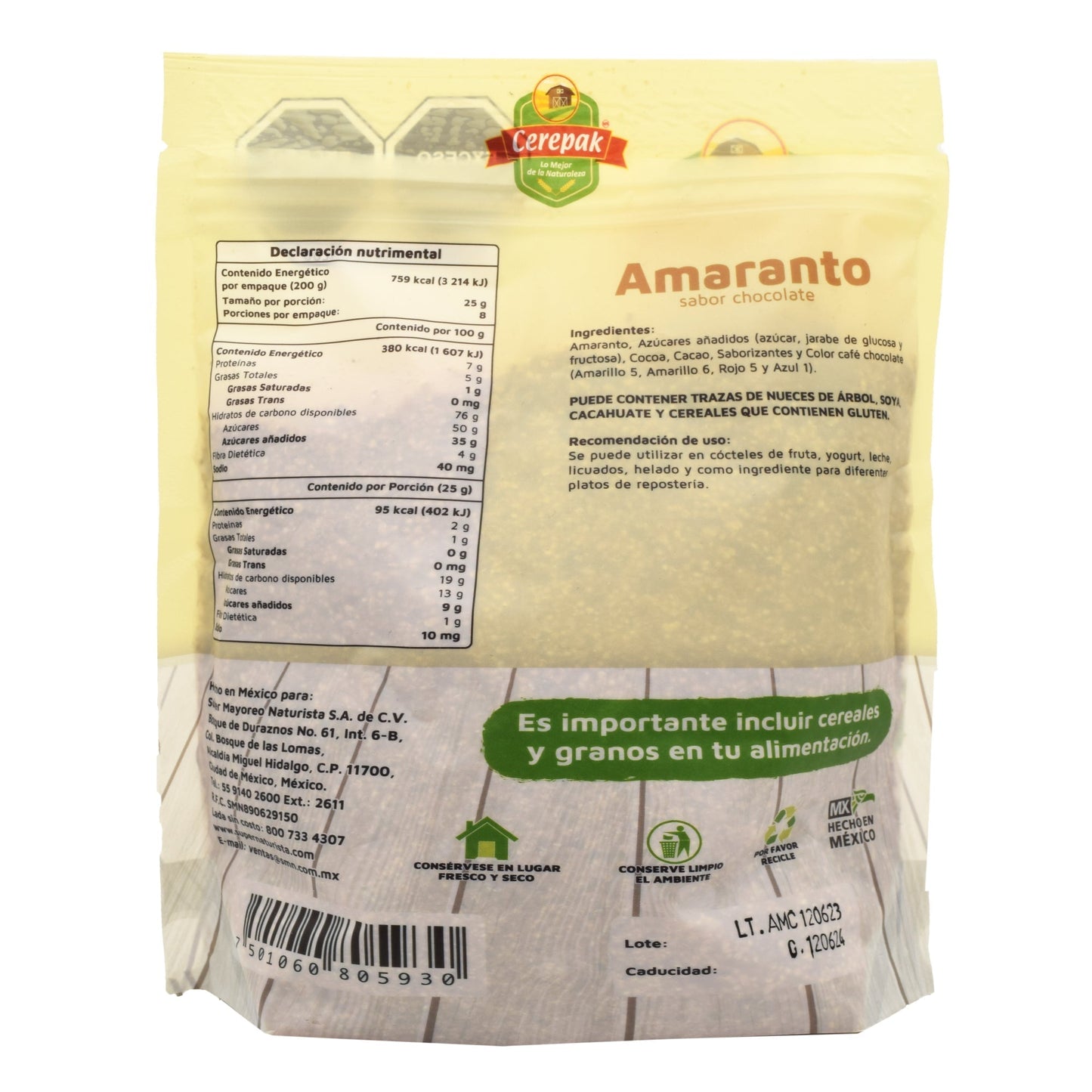 Amaranto Chocolate 200 G (CEREPAK)