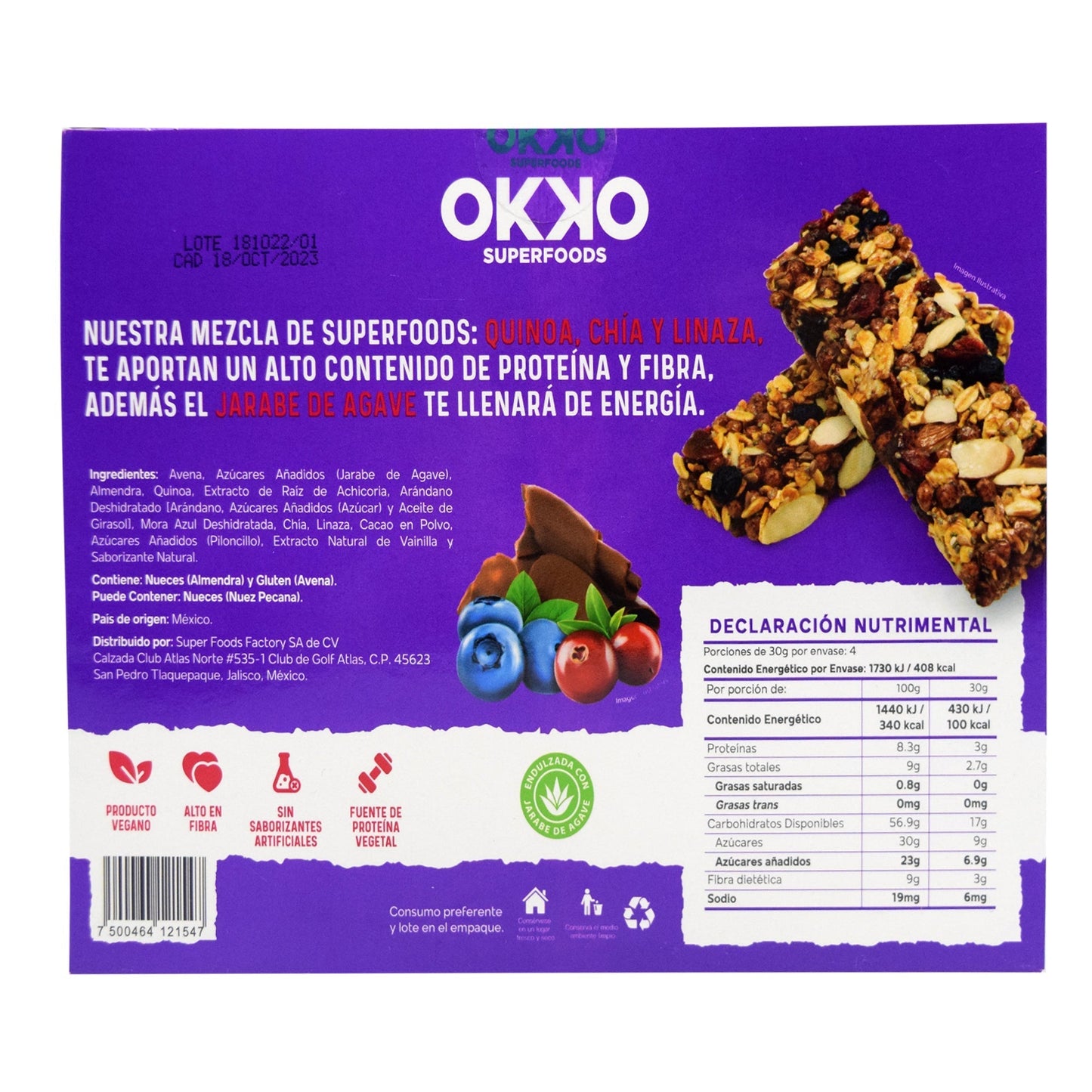 Barra De Cacao Y Moras 40 G (Paquete 4) (OKKO)
